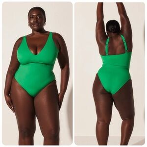 Form and Fold The Plunge Basil Green One Piece Underwire Size 34H
